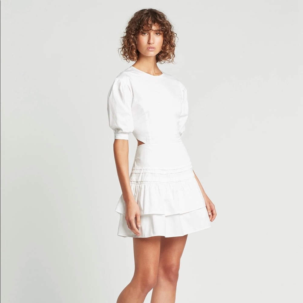 SIR Delilah Lace Up Cotton Poplin Mini Dress